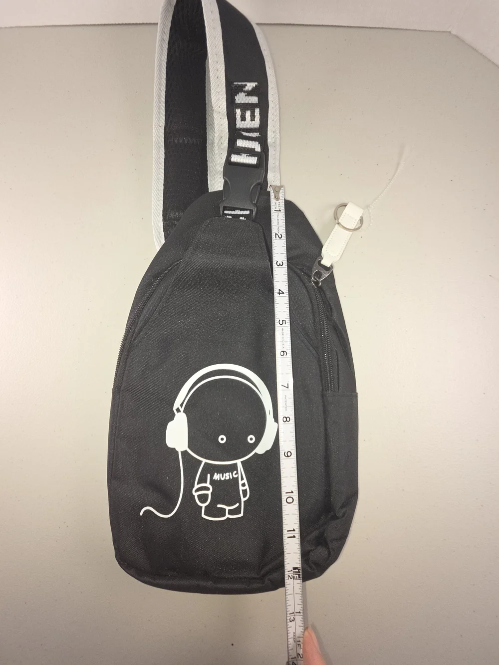 Kuchen & Bag Music Crossbody Backpack Purse Black & White Adjustable Strap